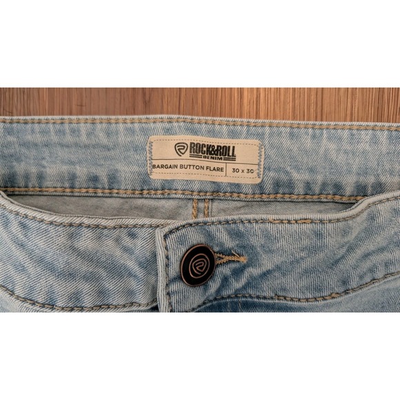 Rock&Roll Denim High Rise Tie Dye Dipped Wide Flare Leg Jeans Light Wash 30X28 - Picture 2 of 6